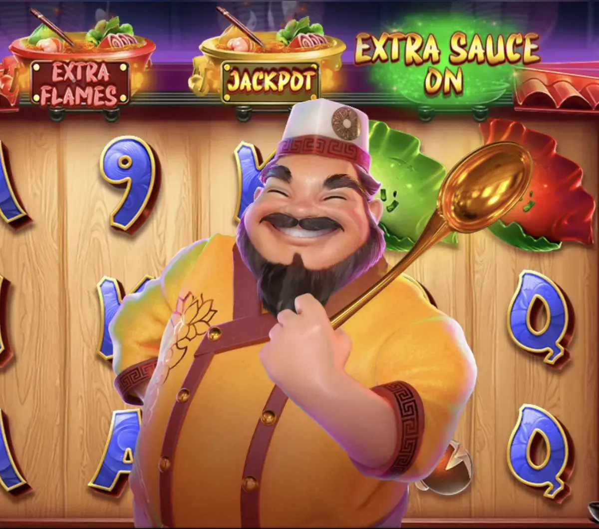 Hot Pots Master chef character animation appearing during a bonus trigger