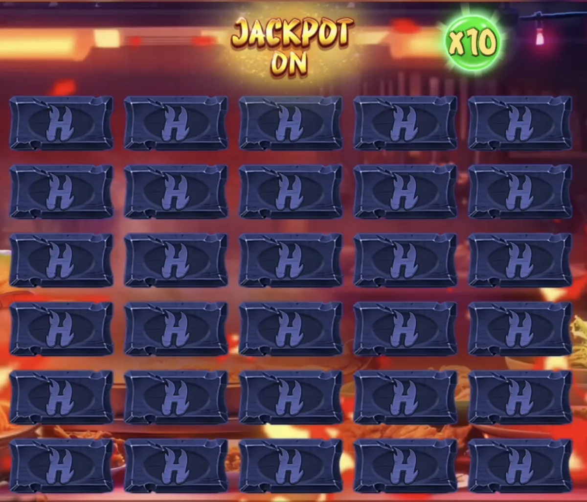 Expanded 5x6 jackpot board in Hot Pots Master showing jackpot tier reveals