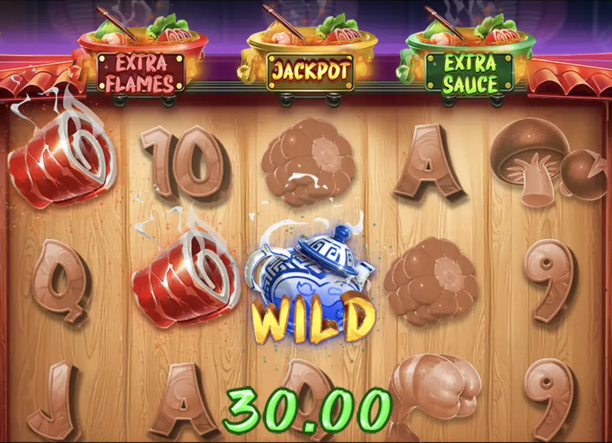 Wild teapot symbol creating a win line in the Hot Pots Master interface